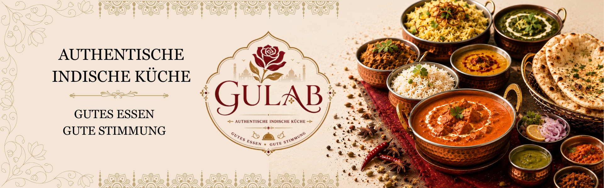 Gulab – Authentische indische Küche. Gutes Essen, gute Stimmung.
